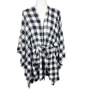 Iman Cardigan Women XS / Small Black White Checkered Global Chic Travel Coverup